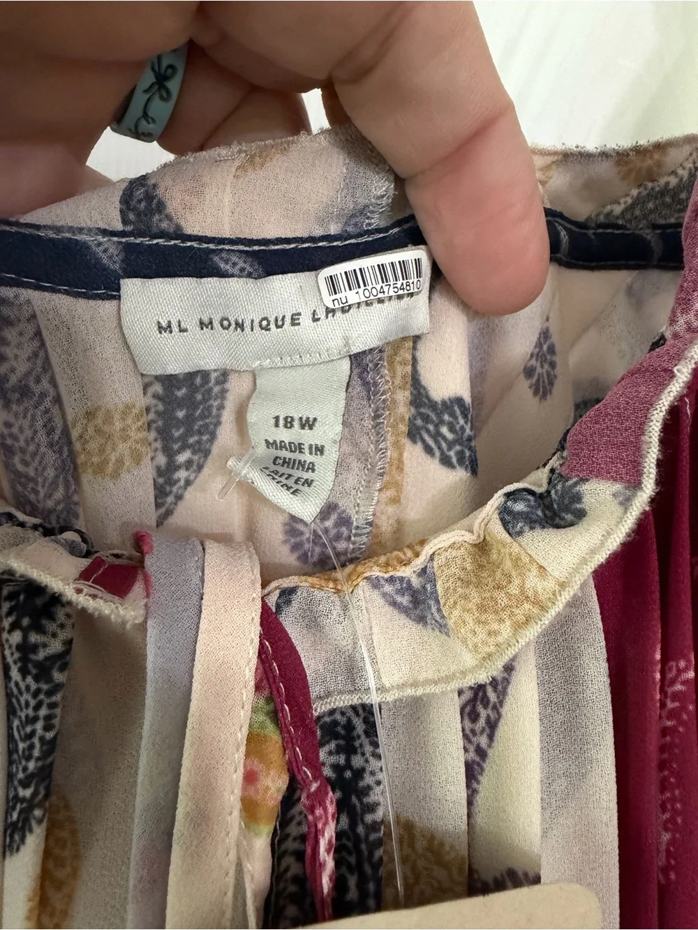 Anthropologie brand Boho Patchwork Midi Dress - Cream, Navy & Burgundy 18w - Picture 3 of 3